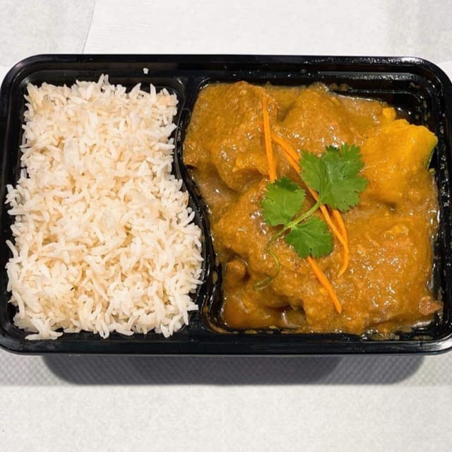 Pumpkin Pork Stew With Rice.